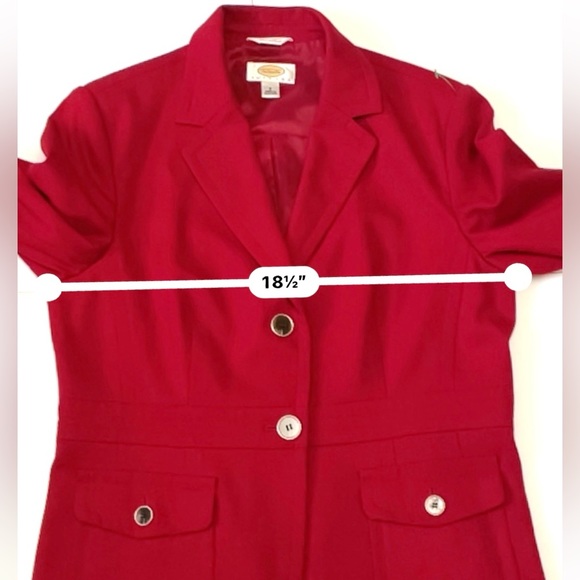 Talbots Womens Wool Blend Red Blazer Crest Buttons Jacket Coat Lined Sz 8 - Picture 2 of 8
